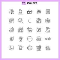 25 Universal Line Signs Symbols of paper book cut worker labour Editable Vector Design Elements