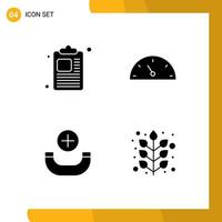 Stock Vector Icon Pack of 4 Line Signs and Symbols for business autumn gauge call leaf Editable Vector Design Elements