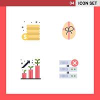 Group of 4 Flat Icons Signs and Symbols for cash profit gift business delete Editable Vector Design Elements
