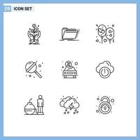 Set of 9 Modern UI Icons Symbols Signs for sugar candy files romantic love Editable Vector Design Elements