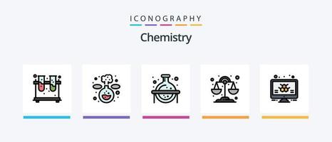 la línea de química llenó el paquete de 5 iconos, incluido el año nuevo. nuevo. Año nuevo. chino. chino. diseño de iconos creativos vector