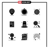 Mobile Interface Solid Glyph Set of 9 Pictograms of garden cooling process refregerator btc Editable Vector Design Elements