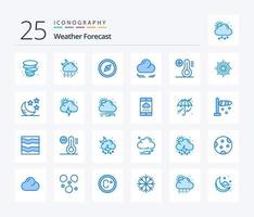 Weather 25 Blue Color icon pack including sunny. temperature. direction. plus. crescent vector