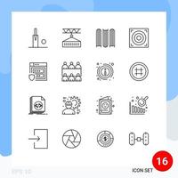 Set of 16 Vector Outlines on Grid for storage protection document gdpr speaker Editable Vector Design Elements