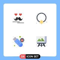 4 Creative Icons Modern Signs and Symbols of celebrate drive moustache necklace storage Editable Vector Design Elements