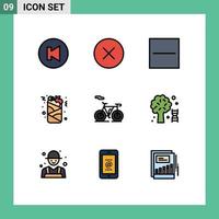 paquete de iconos de vectores de stock de 9 signos y símbolos de línea para el transporte de bicicletas eliminar alimentos bebidas elementos de diseño de vectores editables