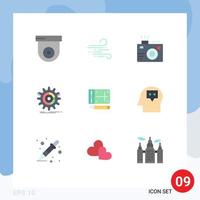 9 Universal Flat Color Signs Symbols of mobile process lens management setting Editable Vector Design Elements