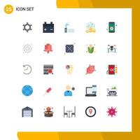 Pictogram Set of 25 Simple Flat Colors of mobile app platform time investment Editable Vector Design Elements