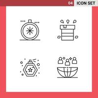 4 Universal Filledline Flat Colors Set for Web and Mobile Applications compass bottle open miscellaneous spray Editable Vector Design Elements