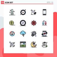 Set of 16 Modern UI Icons Symbols Signs for movie album hand smart phone phone Editable Creative Vector Design Elements