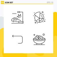 Pack of 4 Modern Filledline Flat Colors Signs and Symbols for Web Print Media such as accident loop lamppost pie back Editable Vector Design Elements