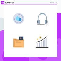 Group of 4 Modern Flat Icons Set for medical movie audio monitor media Editable Vector Design Elements