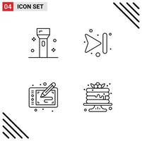 Mobile Interface Line Set of 4 Pictograms of devices tablet products forward arts Editable Vector Design Elements