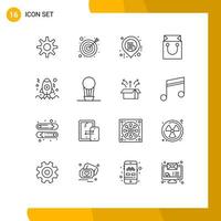 Set of 16 Vector Outlines on Grid for air development map coding shopping Editable Vector Design Elements