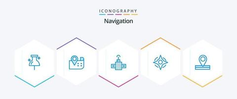 paquete de iconos azules de navegación 25 que incluye . . satélite. lugar. mapa vector