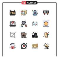 paquete de iconos vectoriales de stock de 16 signos y símbolos de línea para carretilla elevadora matriz de carretilla elevadora carretilla elevadora signo de cáncer elementos de diseño de vectores creativos editables