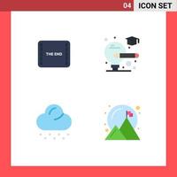 Pictogram Set of 4 Simple Flat Icons of end weather scene graduate achievement Editable Vector Design Elements