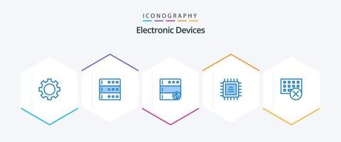 Devices 25 Blue icon pack including keyboard. gadget. server. devices. cpu vector