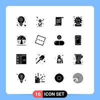 Mobile Interface Solid Glyph Set of 16 Pictograms of park solution file options economy Editable Vector Design Elements