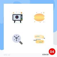 4 Universal Flat Icon Signs Symbols of ad search play dinner molecule Editable Vector Design Elements