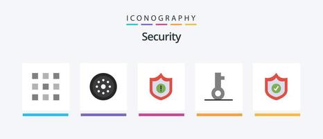 paquete de iconos de 5 planos de seguridad que incluye protección. contraseña. seguridad. cerrar. advertencia. diseño de iconos creativos vector