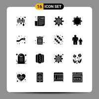 Set of 16 Commercial Solid Glyphs pack for intersect warning world virus alert Editable Vector Design Elements