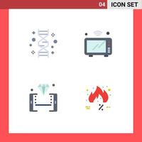 Group of 4 Modern Flat Icons Set for chromosome wifi genetic iot online Editable Vector Design Elements