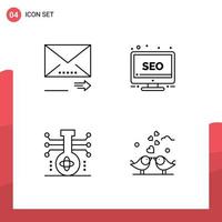 Modern Set of 4 Filledline Flat Colors and symbols such as email knowledge next screen science Editable Vector Design Elements