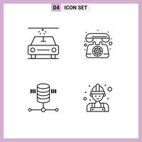 Universal Icon Symbols Group of 4 Modern Filledline Flat Colors of car web hosting phone computing labour Editable Vector Design Elements