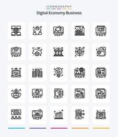 Creative Digital Economy Business 25 OutLine icon pack  Such As computer. projector. conference. computer. factory vector