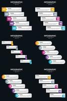 plantilla de diapositiva de presentación del paquete de infografías vectoriales 6 diagramas de ciclo de 5 pasos y líneas de tiempo vector