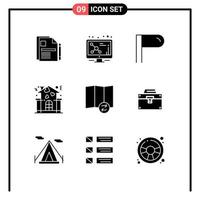 Universal Icon Symbols Group of 9 Modern Solid Glyphs of synchronize map molecule people home Editable Vector Design Elements