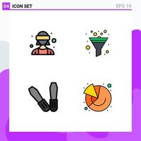 Universal Icon Symbols Group of 4 Modern Filledline Flat Colors of avatar chart vr glasses sort graph Editable Vector Design Elements