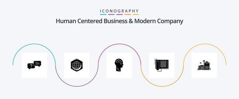 negocio centrado en el ser humano y paquete de iconos de glifo 5 de empresa moderna que incluye el hogar. número. nube. fax. usuario vector