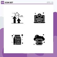 User Interface Pack of 4 Basic Solid Glyphs of arrows package forward web cloud Editable Vector Design Elements