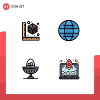 4 Creative Icons Modern Signs and Symbols of cube boiled egg printer security egg Editable Vector Design Elements