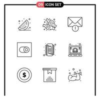 9 Thematic Vector Outlines and Editable Symbols of brief memory mail electronic toggle Editable Vector Design Elements