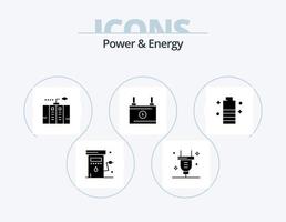 paquete de iconos de glifos de energía y energía 5 diseño de iconos. poder. batería. electricidad. acumulador. generador vector