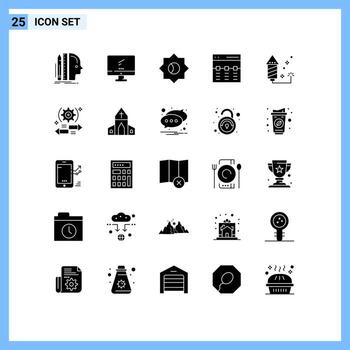 Pictogram Set of 25 Simple Solid Glyphs of interface hero imac header ui Editable Vector Design Elements
