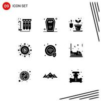 9 Universal Solid Glyphs Set for Web and Mobile Applications protection donation halloween crowdsourcing campaign Editable Vector Design Elements