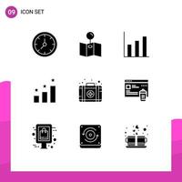 Group of 9 Modern Solid Glyphs Set for been gdpr up kit aid Editable Vector Design Elements