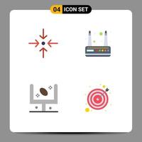 grupo de 4 iconos planos signos y símbolos para flecha objetivo módem flecha americana elementos de diseño vectorial editables vector