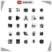 Universal Icon Symbols Group of 25 Modern Solid Glyphs of gear settings investment web camera camera Editable Vector Design Elements