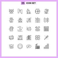 25 Thematic Vector Lines and Editable Symbols of development coding transfer app recycling Editable Vector Design Elements