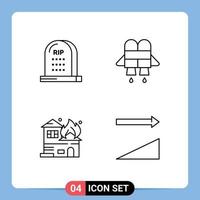 Modern Set of 4 Filledline Flat Colors Pictograph of death fire halloween jetpack ascending Editable Vector Design Elements