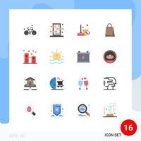 Set of 16 Modern UI Icons Symbols Signs for firework celebration broom canada bag Editable Pack of Creative Vector Design Elements