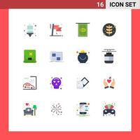 grupo universal de símbolos de iconos de 16 colores planos modernos de irlanda laptop atm plant leaf paquete editable de elementos creativos de diseño de vectores