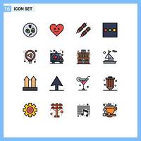 16 Universal Flat Color Filled Line Signs Symbols of love reputation grill relation pr Editable Creative Vector Design Elements