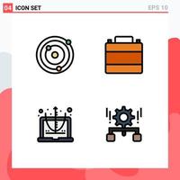 Universal Icon Symbols Group of 4 Modern Filledline Flat Colors of astronomy computer accessories clothes shop equation Editable Vector Design Elements