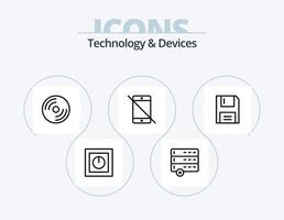 paquete de iconos de línea de dispositivos 5 diseño de iconos. hardware. dispositivos. dispositivos. ordenadores. datos vector